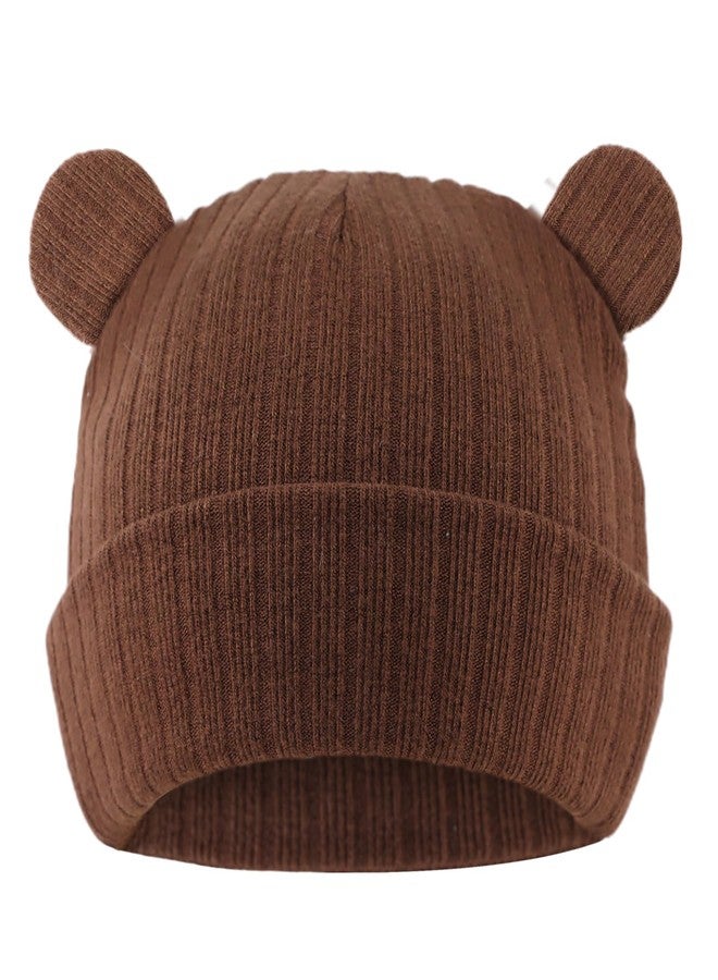 Zsedrut Newborn Baby Hat Bear Infant Cute Baby Beanie Toddler Boys Girls Knitted Hats for New Born (0-6 Months, Coffee) - Image 1